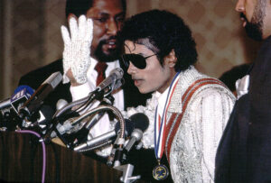 Michael Jackson holds Victory Tour press conference and pledges his earnings to charity